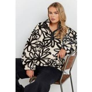 Yours Curve Yours Curve White Feather Fleece Half Popper Jacket