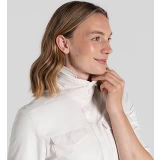 Craghoppers Women's Nosilife Pro Langarm Bluse V Bluse Damer størrelse 42 farve hvid