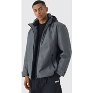 Mens Colour Block Hooded Technical Hiker Jacket In Grey