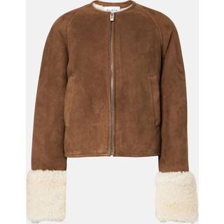 AlaÃ¯a Shearling-trimmed suede jacket - brown - S