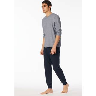 Schiesser Casual Essentials Long Pyjama With Cuffs - Darkblue - Small