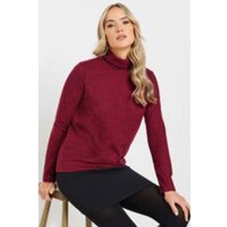 Lts Tall Burgundy Red Soft Touch Roll Neck Top 22-24 Lts | Tall Women's Knitted Tops