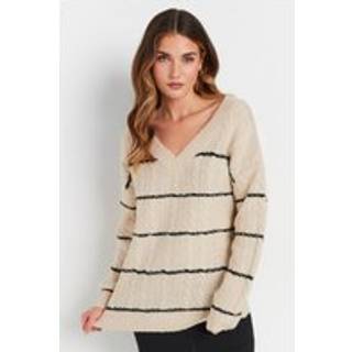 Lts Tall Cream Cable Knit Striped Vneck Jumper 18-20 Lts | Tall Women's Sweaters & Jumpers