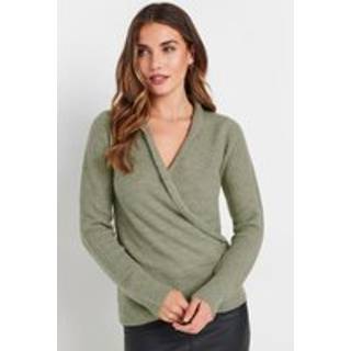Lts Tall Sage Green Knitted Wrap Jumper 18-20 Lts | Tall Women's Sweaters & Jumpers