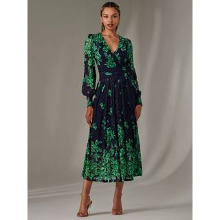 Jolie Moi Jolie Moi Green Dalia Symmetrical Print Lace Maxi Dress