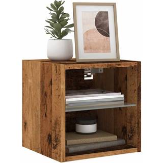 Sengebord Med Led-Lys Væghængt - 2 / Gammelt træ / 30 cm