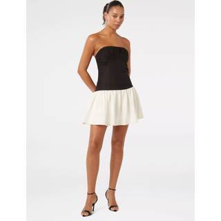 Forever New Forever New Black Mini Carla Strapless Contrast Dress With A Touch Of Linen