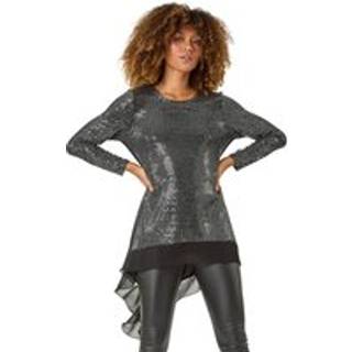 Roman Chiffon Hem Pailletter Stræk Tunika TopEU 46 (UK 18)