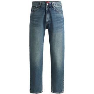 Afslappede tapered fit jeans i mellemblå bomuldsdenim
