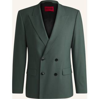 Jakke med slim fit i poplin af uldblanding med stræk