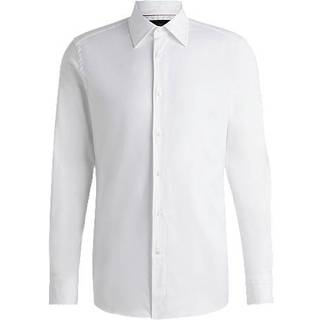 Slim fit skjorte i italiensk bomuld med struktur og stræk