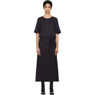 Lemaire Belted cotton jersey midi dress - black - XXS