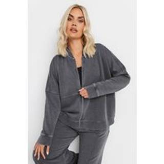 Yours Curve Yours Curve Grey Acid Wash Bomber Jacket