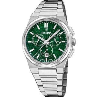 Festina Swiss Made Chrono herreur i stål med grøn urskive