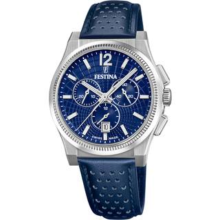Festina Swiss Made herreur i stål med blå urskive
