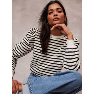 Mint Velvet Striped Ruched Shoulder SweatshirtSmall