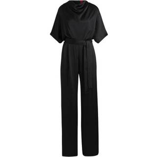 Jumpsuit i draperende satin med vandfaldsudskæring og regular fit
