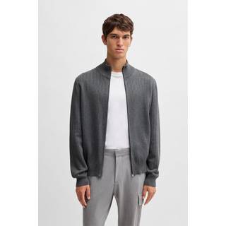 BOSS Bejino Full Zip Knit Jumper Grey