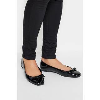 Lts Black Patent Ballet Pumps In Standard Fit Standard > 7 Lts | Tall Women's Ballerina Pumps - Standard 7