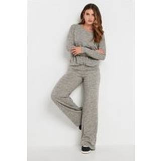Lts Tall Grey Marl Soft Touch Wide Leg Trousers 22-24 Lts | Tall Women's Wide Leg Trousers