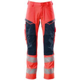 MASCOT ACCELERATE SAFE arbejdsbukser med knælommer, hi-vis rød/mørk marine - 90C62