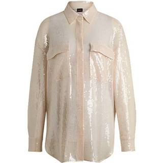 Skjorte med relaxed fit, pailletter og krave med spidse flipper