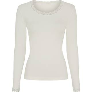 Tim & Simonsen - Frida rib bluse m/ blondekant - Ivory