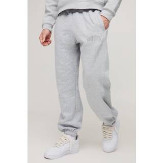 Mens Grey Marl Baggy Waffle Panel Jogger