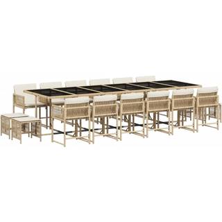 Spisebordssæt Til Haven 9 Dele Med Hynder Polyrattan - 16 / beige og cremefarvet / Glas