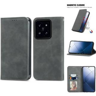 Xiaomi 14T Pro lædercover med kortholder og stander, grå