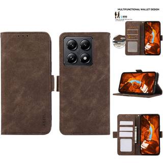 Xiaomi 14T Flip Cover med kortholder og stander - brun