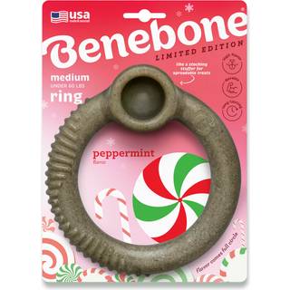Benebone Peppermint Ring - Limited Edition Holiday Flavor Holdable Chew Leget?j til aggressive tyggere lavet i USA Medium