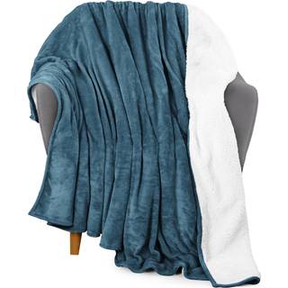 Utopia Bedding Sherpa tæppe kaststørrelse [Stone Blue 50x60 inches] - 480 gsm tyk varm plys fleece reversibelt tæppe til sengesofa sofa camping o