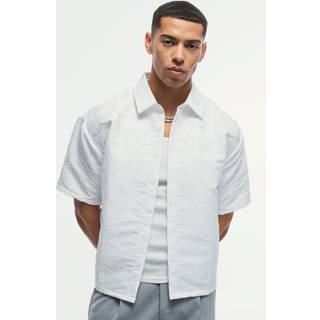 Mens White Oversized Abstract Jacquard Boxy Shirt