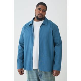Mens Plus Stretch Zip Through Shirt in Slate