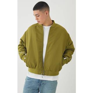 Mens Lime Oversized Boxy Zip Detail High Shine Bomber Jacket