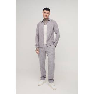 Mens Grey Tall Smart Straight Leg Textured Trousers