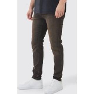 Mens Dark Brown Tall Skinny Stretch Tinted Jeans in Brown