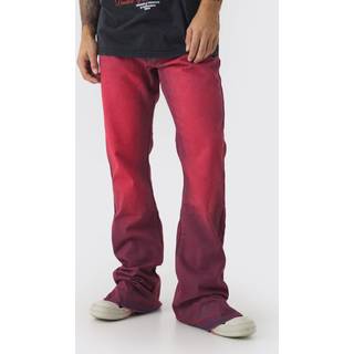 Mens Slim Rigid Flared Stacked Red Tinted Jeans