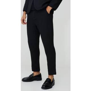 Mens Black Tapered Boucle Suit Trouser