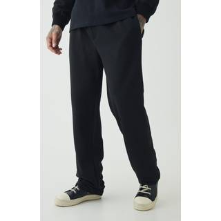 Mens Tall Geo Textured Straight Fit Trouser in Black