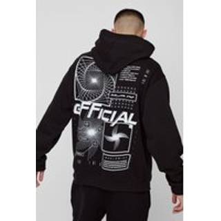 Mens Black Oversized Official Abstract Graphic Hoodie