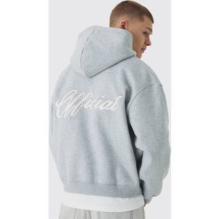 Mens Grey Marl Oversized Boxy Official Zip Through Hoodie