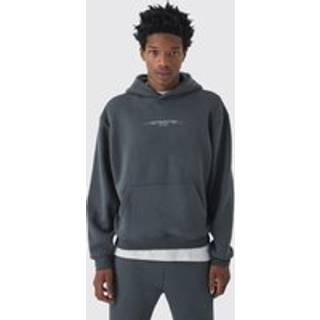 Mens Charcoal 330GSM Oversized Boxy High Build Print Limited Hoodie
