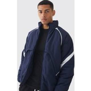 Mens Faux Layer Funnel Neck Parka In Navy