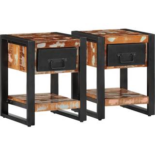 sengeskabe 2 stk massivt ru mangotræ flerfarvet