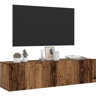 væghængt tv-bord 120x30x30 cm konstrueret træ gammelt træ-look