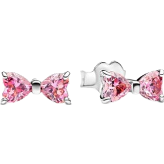 Pandora 293505C01 Damen-Ohrstecker Silber Funkelnde Pinkfarbene Schleife