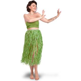 1 stk. Hawaiiansk Raffia Nederdel, grøn, voksen størrelse, 77 cm, perfekt til temafester