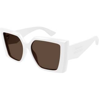 Alexander McQueen Kvinde AM0467S 004 Solbriller Acetat Hvid Brun Firkantet